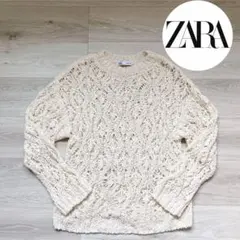 ZARA アイボリー レース編みニットセーター