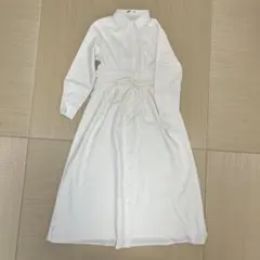 アイボリー シャツワンピース 長袖 ロング