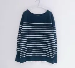 バンヤードストーム　ボートネック　ボーダー ニット　ネイビー