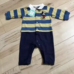 プティマイン　ミッキーマウス ストライプロンパース 80cm