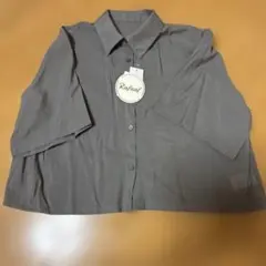 今シーズン♦︎新品♦︎【Rafraf】半袖シアーシャツ　グレー　Lサイズのサムネイル