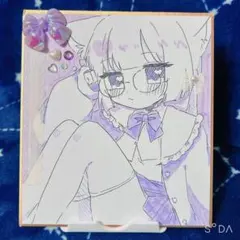 手描きイラストオリジナルイラストハートな女の子色紙原画 - メルカリ