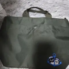 オリーブグリーン トートバッグ アンカー刺繍