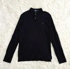 ポロバイラルフローレン 長袖ポロ ピマコットン 黒 M（大きめM／L相当）