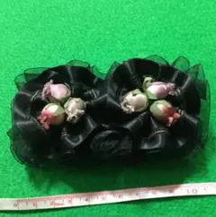 バラの花モチーフ コサージュ 黒