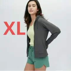 ユニクロ エアリズムUVカットメッシュパーカ ダークグレー XL 大きいサイズ