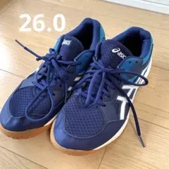 ハンドボールバレーボールシューズ ほぼ新品 asics バレー ハンドボールシューズ 26.5 ホワイト ネイビー