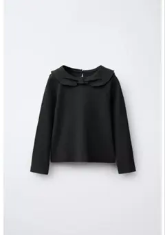 【新品未使用】ZARA リブ Tシャツ ピーターパンカラー 92cm 2歳 黒