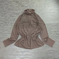 ハイネック カットソー レース ピンクベージュ きれいめ 上品 古着