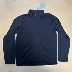 長袖ジップアップシャツMサイズネイビーa