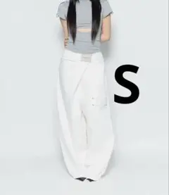 layered waist pants theredthread white - メルカリ