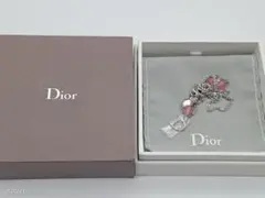 クリスチャンディオール　ネックレス ロゴ　ハート　ピンク　ビーズ　シルバー