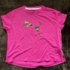PUMA ピンク カモフラージュロゴ Tシャツ 140