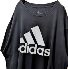 アディダス adidas デカロゴ Tシャツ ブラック 黒 XL 古着