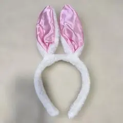 ウサギ耳ヘアバンド ホワイト・ピンク
