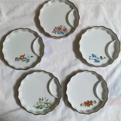 花柄波型小皿5枚セット刺身皿 仕切り 皿