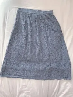 ユニクロ　春　スカート　レース　水色　UNIQLO オシャレ着