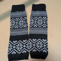 ノルディック柄 レッグウォーマー ブラック