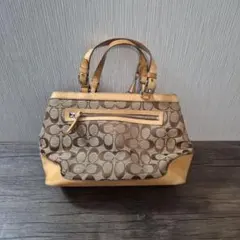 COACH】コーチ シグネチャートート キャンバス レザー ベージュ 6866 