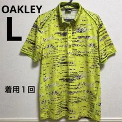 OAKLEY オークリー メンズ ポロシャツ L ゴルフウェア 蛍光 黄色 ロゴ