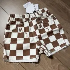 新品　しまむら　リトルウィークエンド チェック柄　チェッカーハーフパンツ　100
