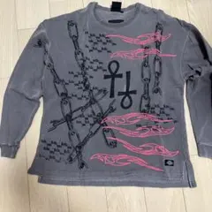 グレー 長袖 トレーナー フレームデザイン