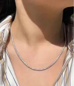 【証明付きの本物】12.5ctモアサナイト×S925 テニスチェーンネックレス