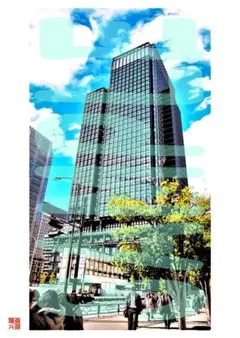 【漫画絵】【A4】【東京_東京駅丸の内ビル①】【カラー】【送料無料/即日発送】のサムネイル