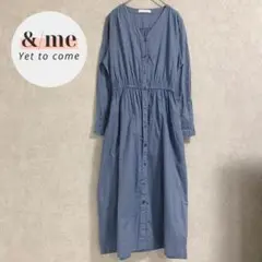 ショコラフィネローブ　シャツワンピース　ロング　ノーカラー リネン ゆったり