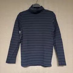 MUJI ネイビー ストライプ タートルネック L