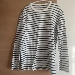 白と黒のストライプ 七分袖カットソー Lサイズ