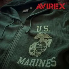 AVIREX グリーン ジップアップパーカー - メルカリ