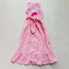 FAMILIAR ワンピース ギンガム 花柄 10（D997）