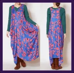 ★送料無料★未使用✨Amina アミナ　インドキルト柄 ドレープ ワンピース