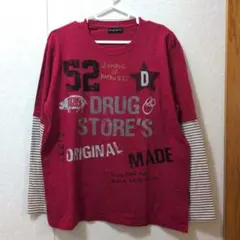 ドラッグストアーズ 赤 長袖Tシャツ