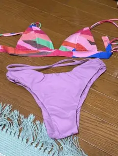 ALBA ROSA セパレート水着 赤・白・青 フリーサイズ ハイビスカス