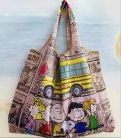 【新品】キャラクターエコバッグ 大容量 スヌーピー ブラウン