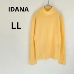 美品 IDANA イエロー LLハイネック タートルネック リブニット セーター