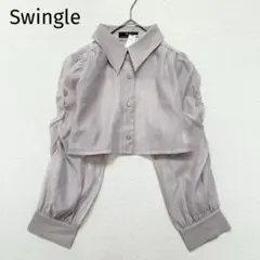【スウィングル】シアーシャツ　M　新品　クロップド　パワーショルダー　無地のサムネイル