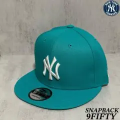 海外限定 ヤンキース 9FIFTY サイドパッチ ティールブルー キャップ ②