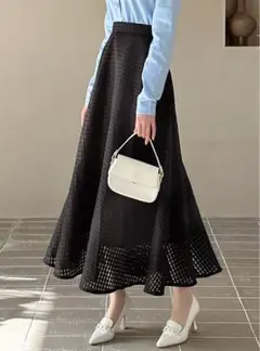 新品　GRL グレイル　チェック柄シアーフレアスカート