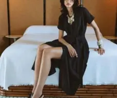 【新品】未使用 タグ付 ZARA ザラ シャツ ワンピース 半袖 ブラック