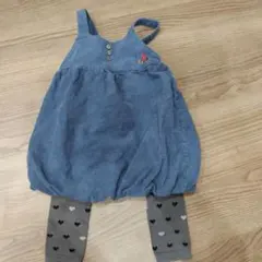 コーデュロイジャンパースカートとレギンスセット　バルーンスカート