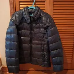 ダークブルー フード付き ダウンジャケット