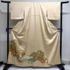 色留袖　金駒刺繍　刺繍　一つ紋　道長取り　菊花　唐花模様　着物　082tz