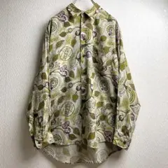 レトロ 古着 シャツ 柄シャツ ガラシャツ 総柄 デザインシャツ 長袖