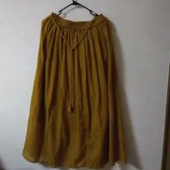 マスタード フレアスカート ゴムウエスト