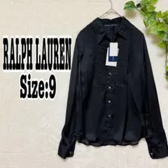 新品タグ付き】ラルフローレン シルク100% ピンタックブラウス 9 