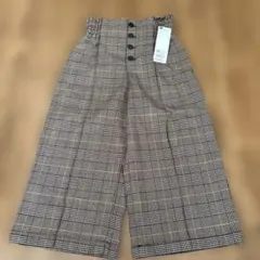 新品タグ付き　GU フロントボタン　タックワイドパンツ チェック　120cm