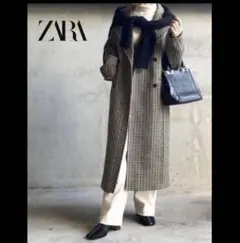 最終値下げ　ZARA ザラ　チェスターコート 千鳥格子　ブラウン　美品